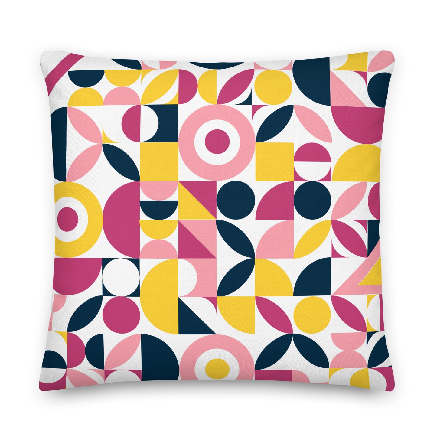 Vibrant Summer-Themed Pink, Yellow Pillow- Soft or Linen