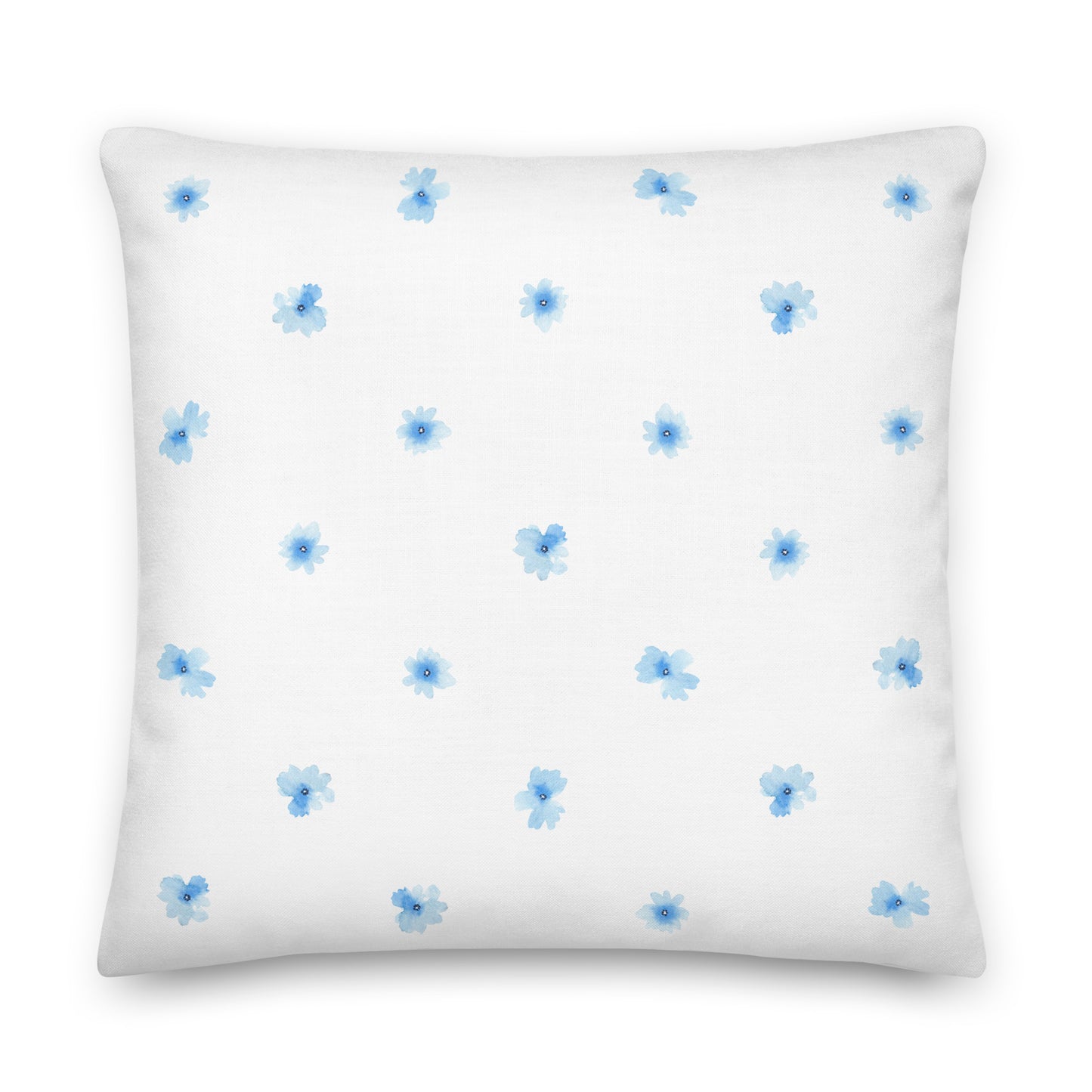 Pastel Blue Floral Pillow- Soft or Linen