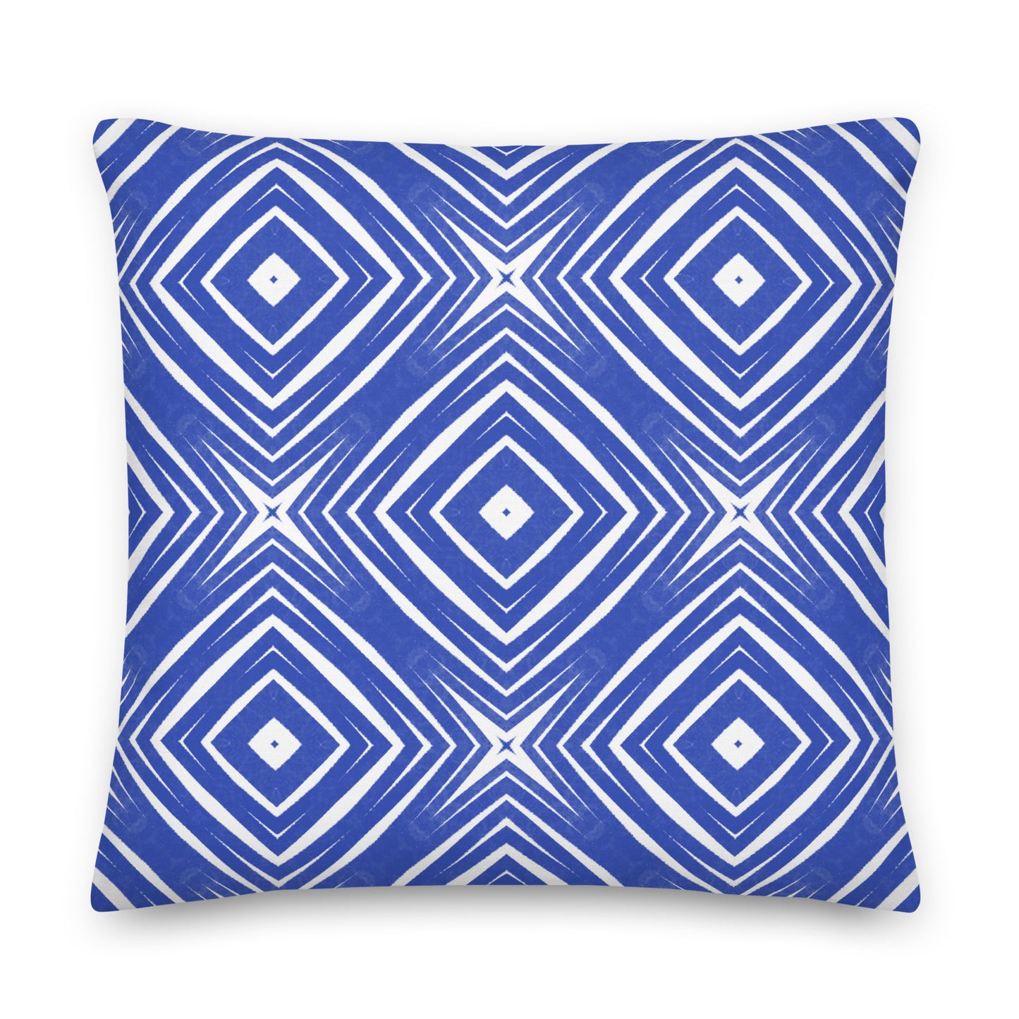 Vivid blue and white pillow- chevron pattern- Soft Or Linen