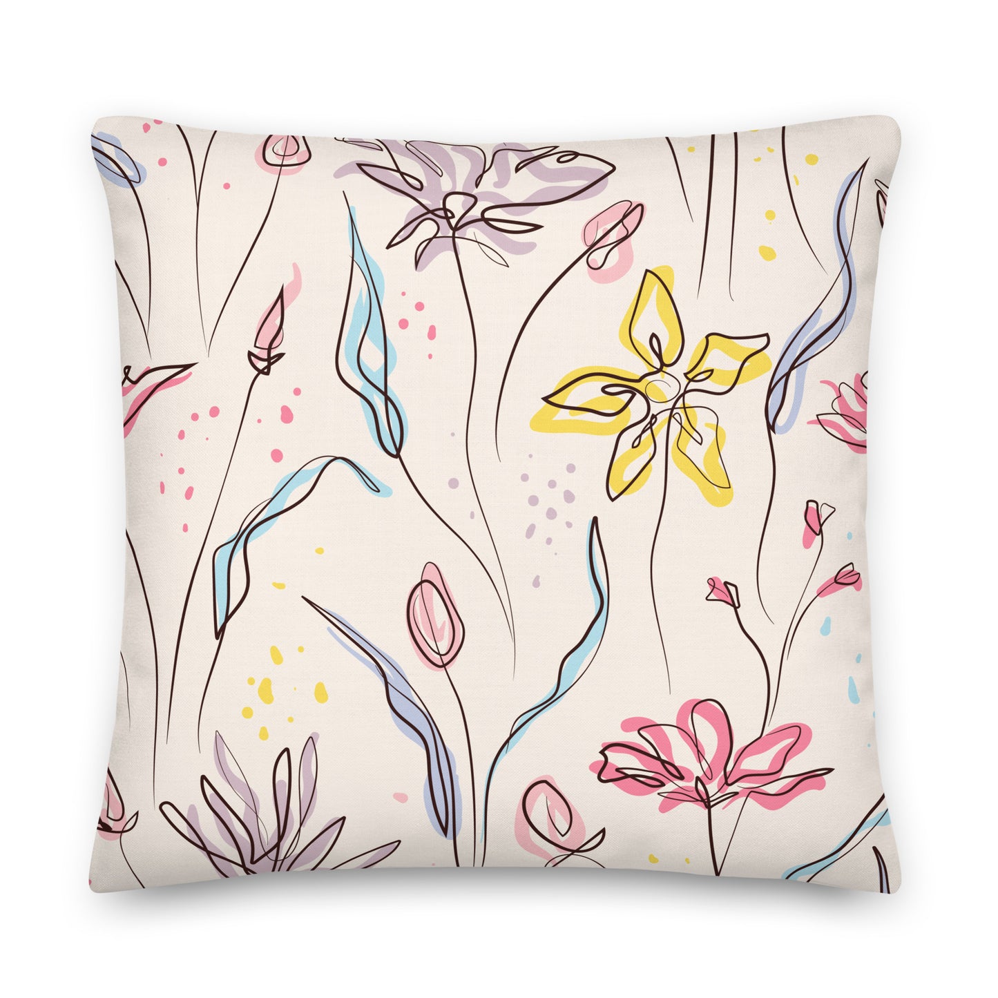 Continuous Line Art Flower Pillow- Soft or Linen