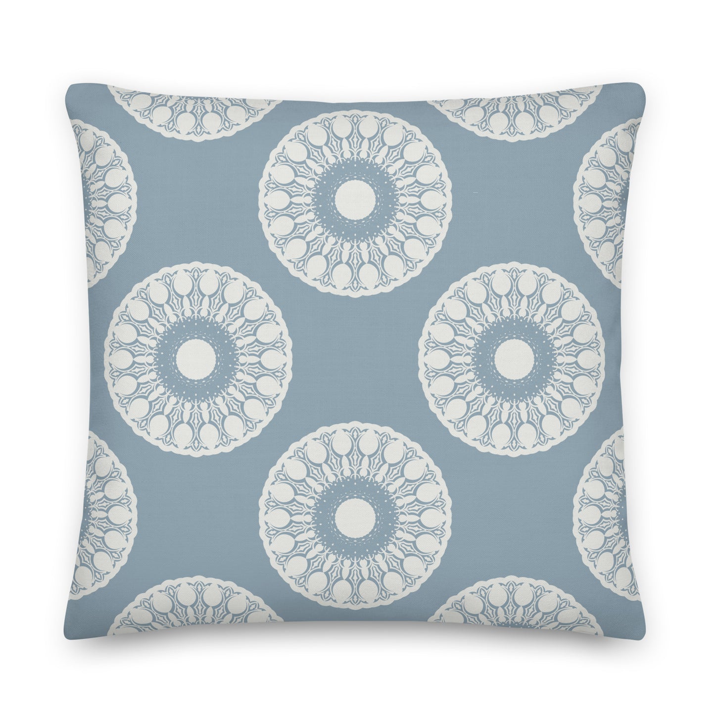 Blue and Cream Circles Premium Pillow-Soft or Linen