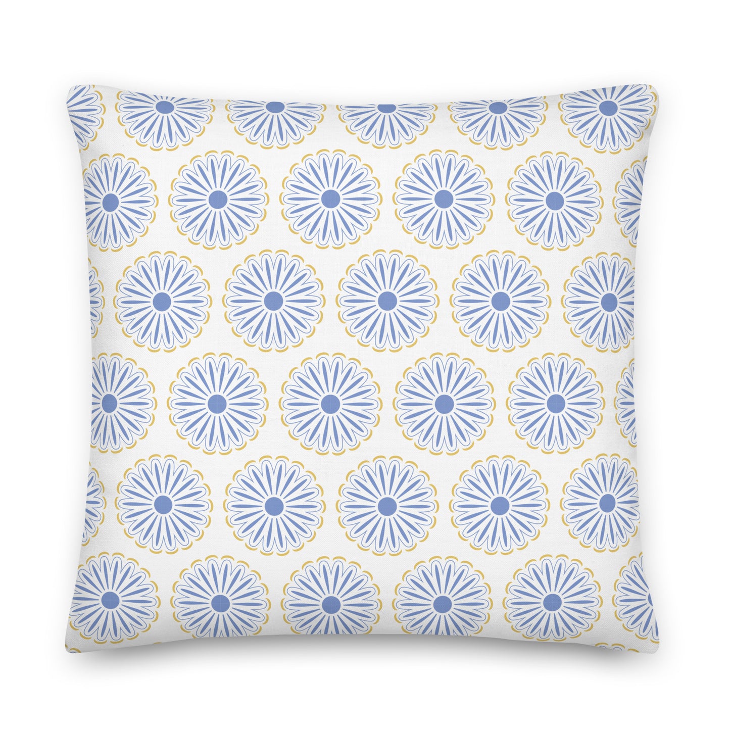 Light Blue and Yellow Flowers Premium Pillow-Soft or Linen