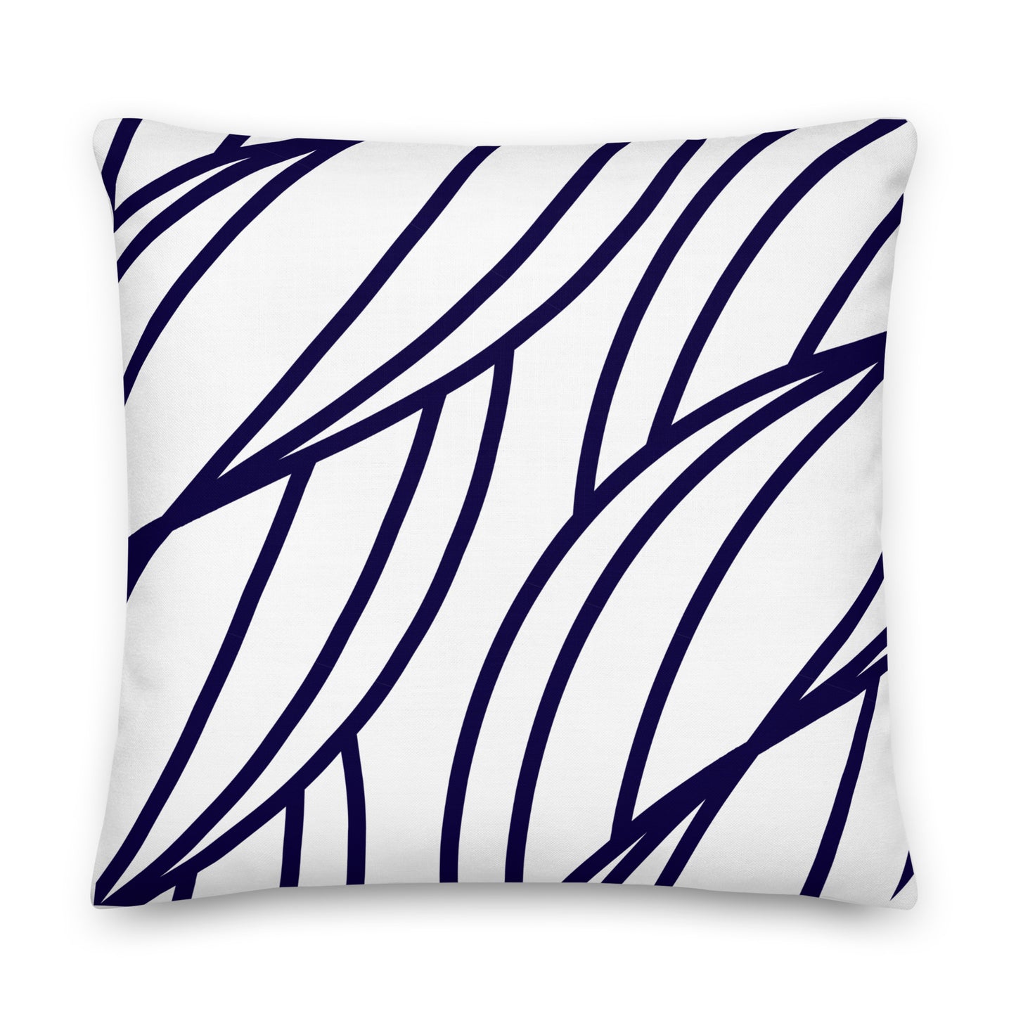 Navy and White Wavy Pattern Pillow- Soft or Linen