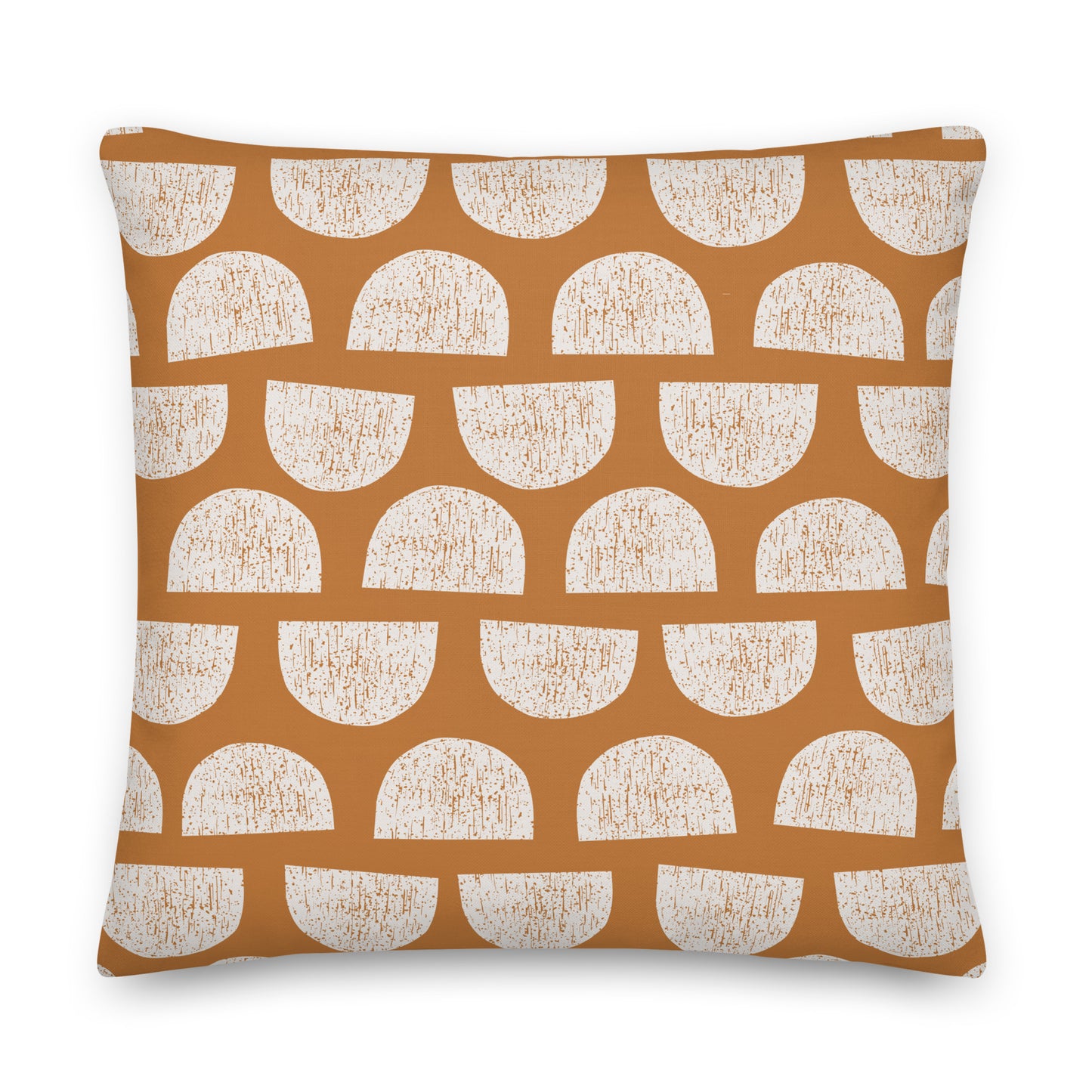 Brown Pattern with Textured Semi-circle Pillow - Soft or Linen