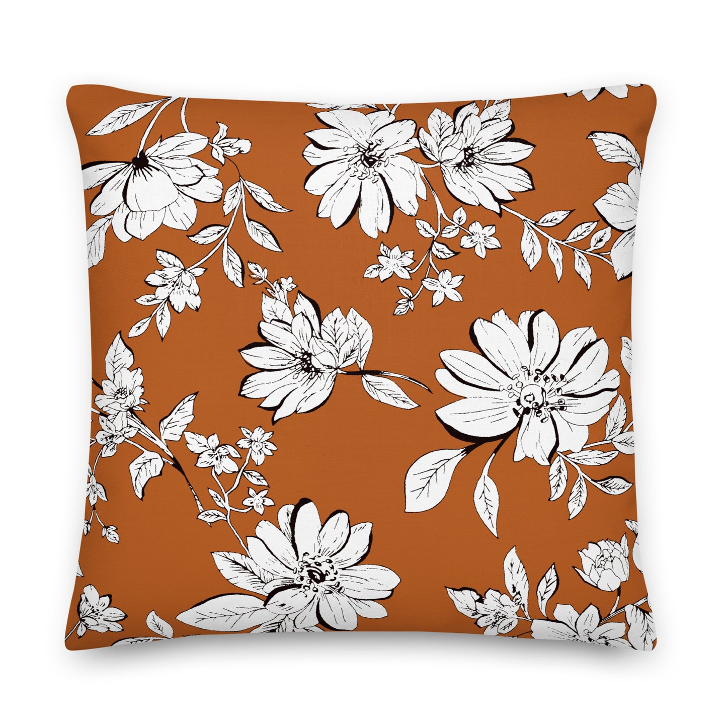 Zesty Orange Floral Pillow - Soft or Linen