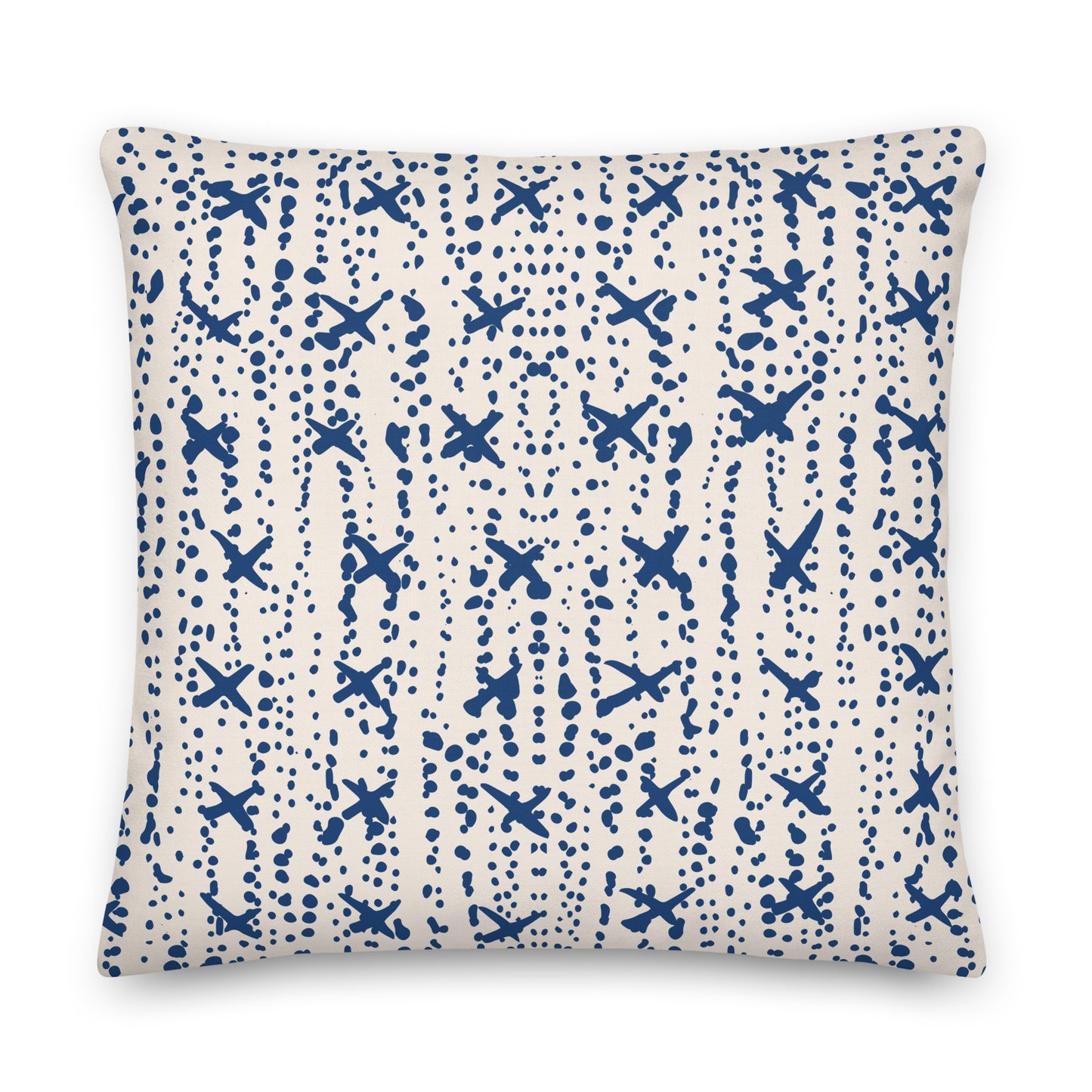 Blue Planes in Dots Premium Pillow- Soft or Linen