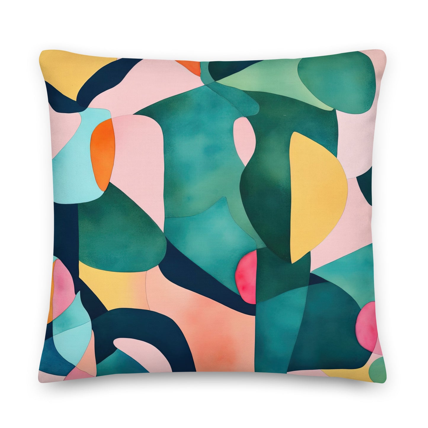 Colorful Patterns Abstract Watercolor Pillow- Soft or Linen