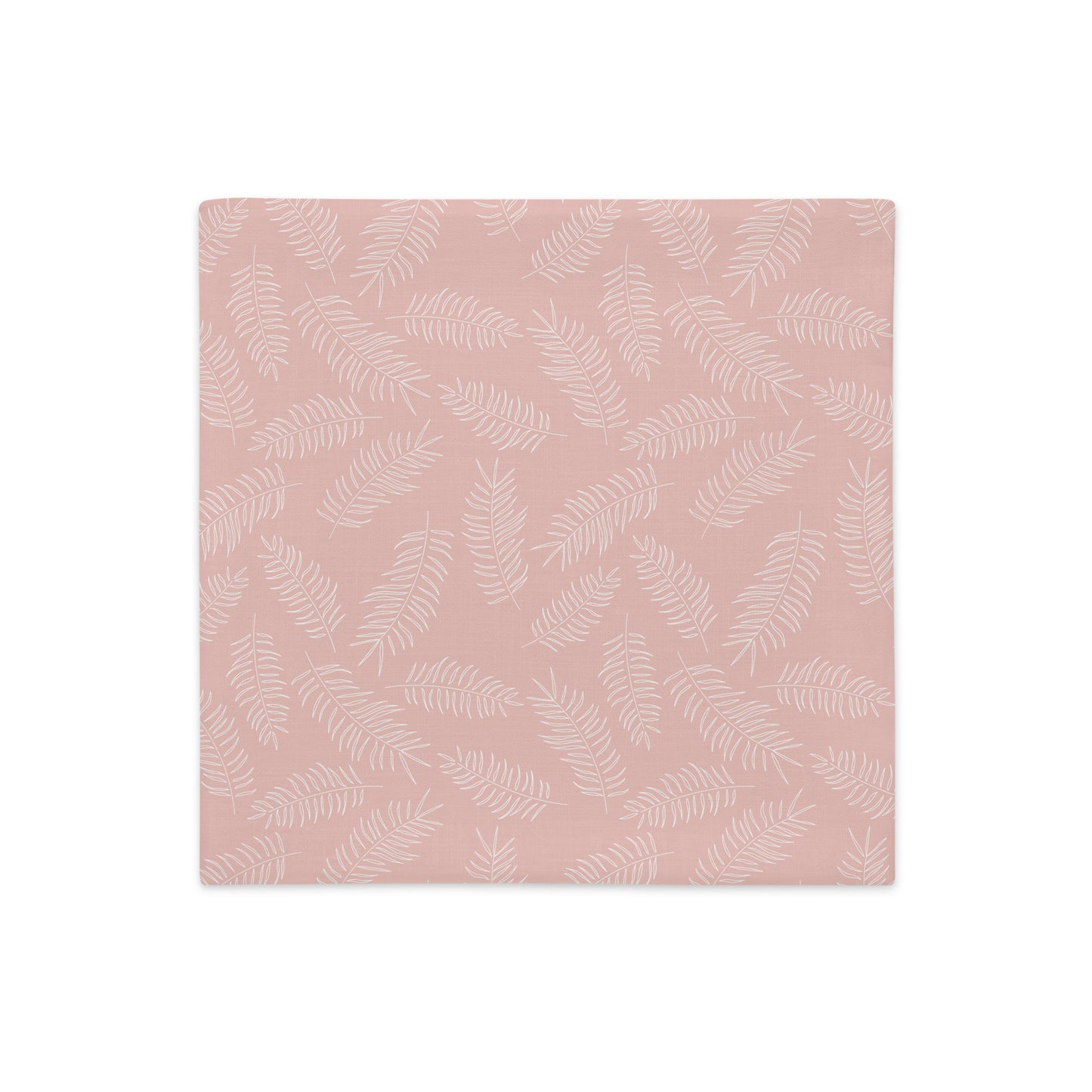 White Tropical Leaves on Pink Pillow- Soft or Linen