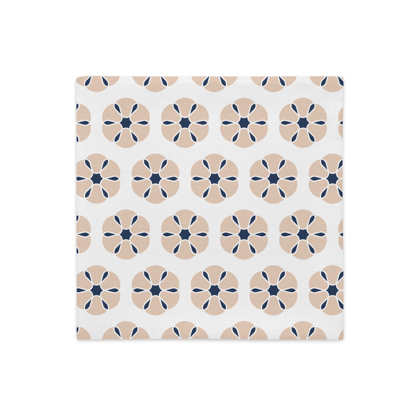 Cream and Blue Floral Pattern Premium Pillow- Soft or Linen