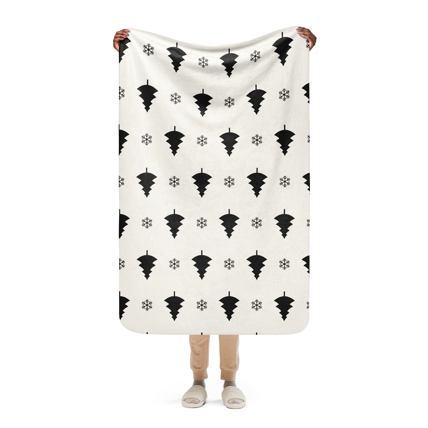 Black and white trees snowflakes blanket