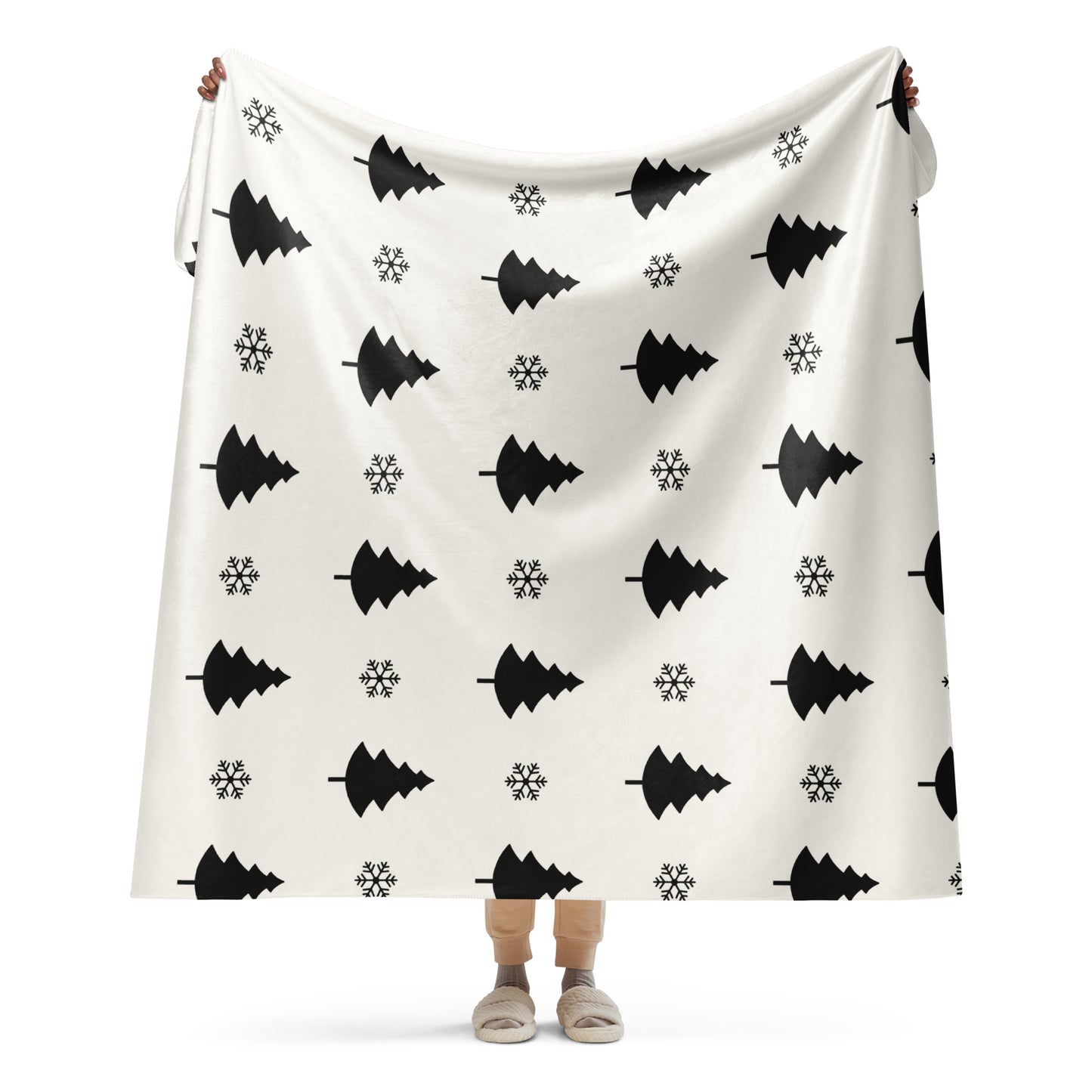 Black and white trees snowflakes blanket