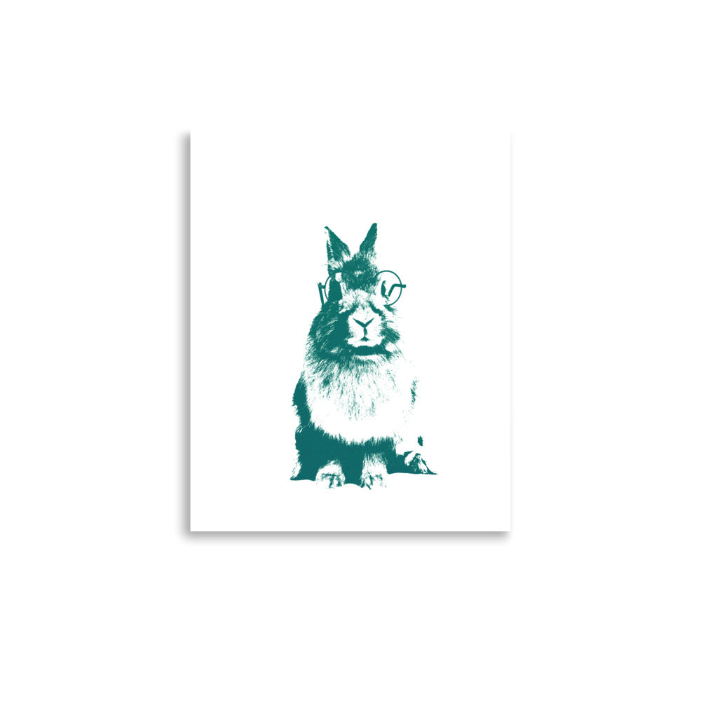 Green woodland animal wall art, bunny nursery wall art décor- Print Only