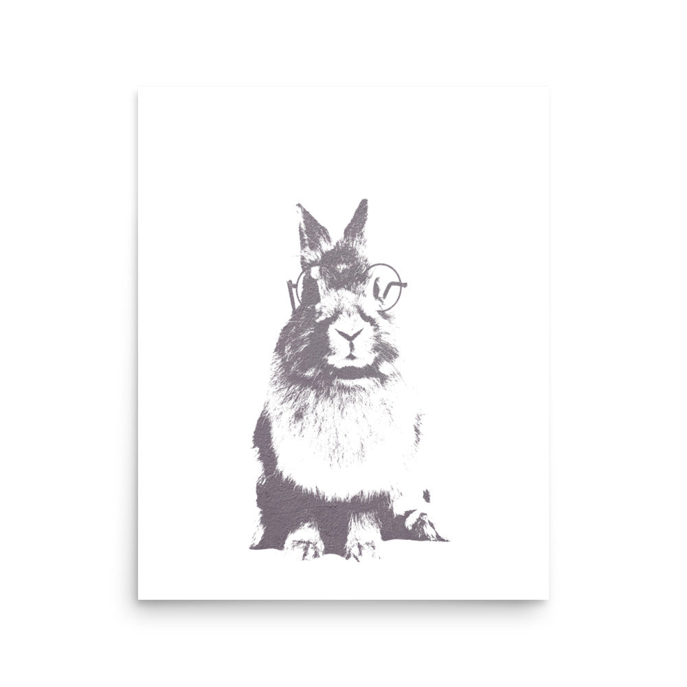 Nerd bunny, woodland animal wall art- Print Only