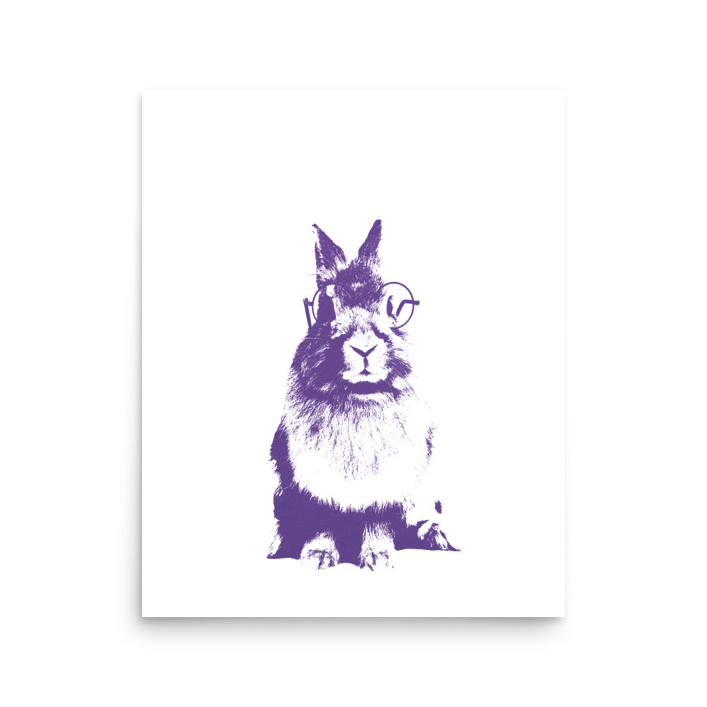 Purple woodland animal wall art, bunny nursery wall art décor-Print Only