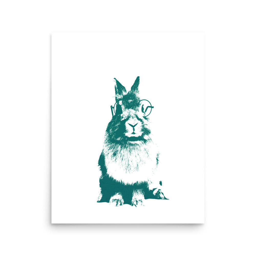 Green woodland animal wall art, bunny nursery wall art décor- Print Only