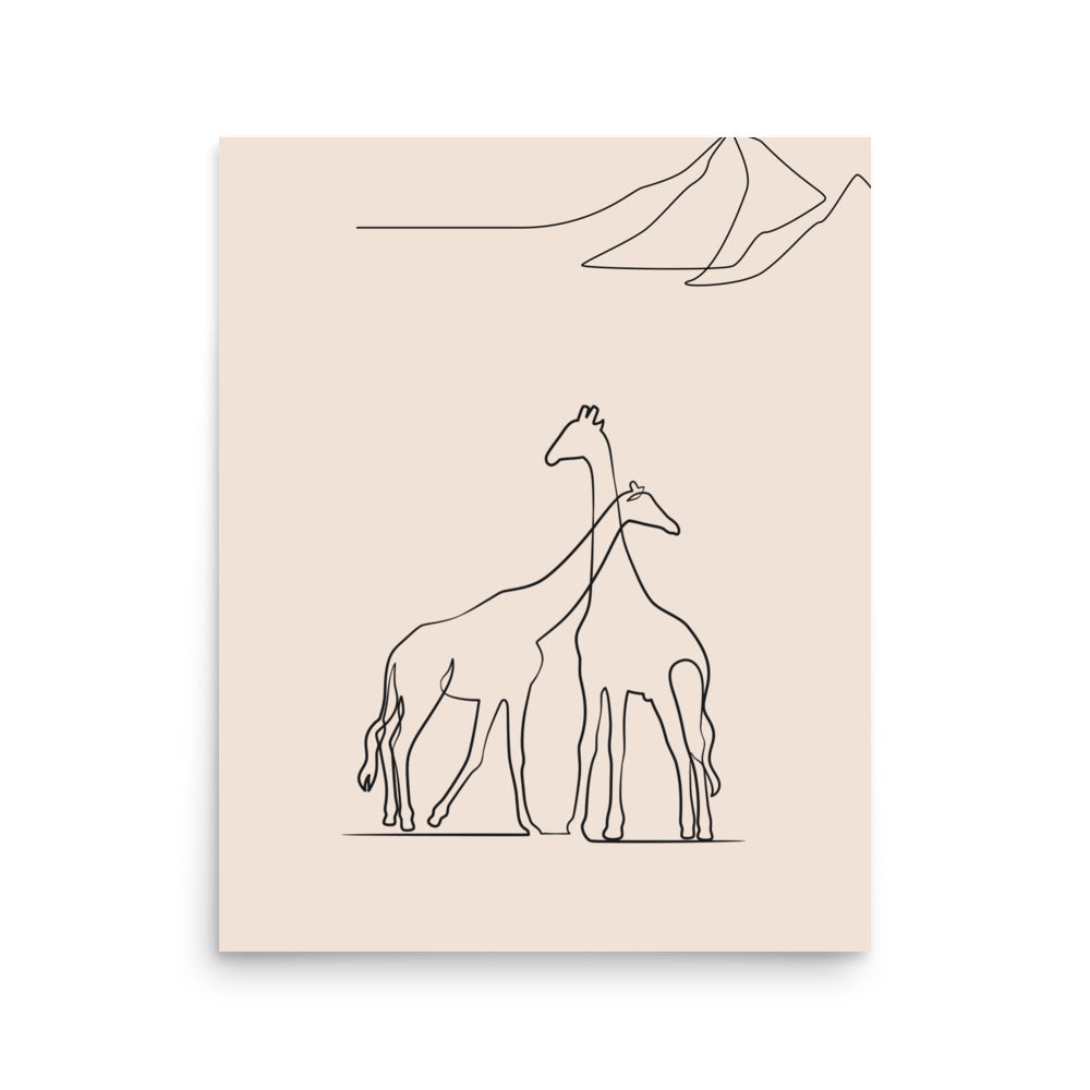 Giraffe Print, One line Drawing, Line art- Gender Neutral