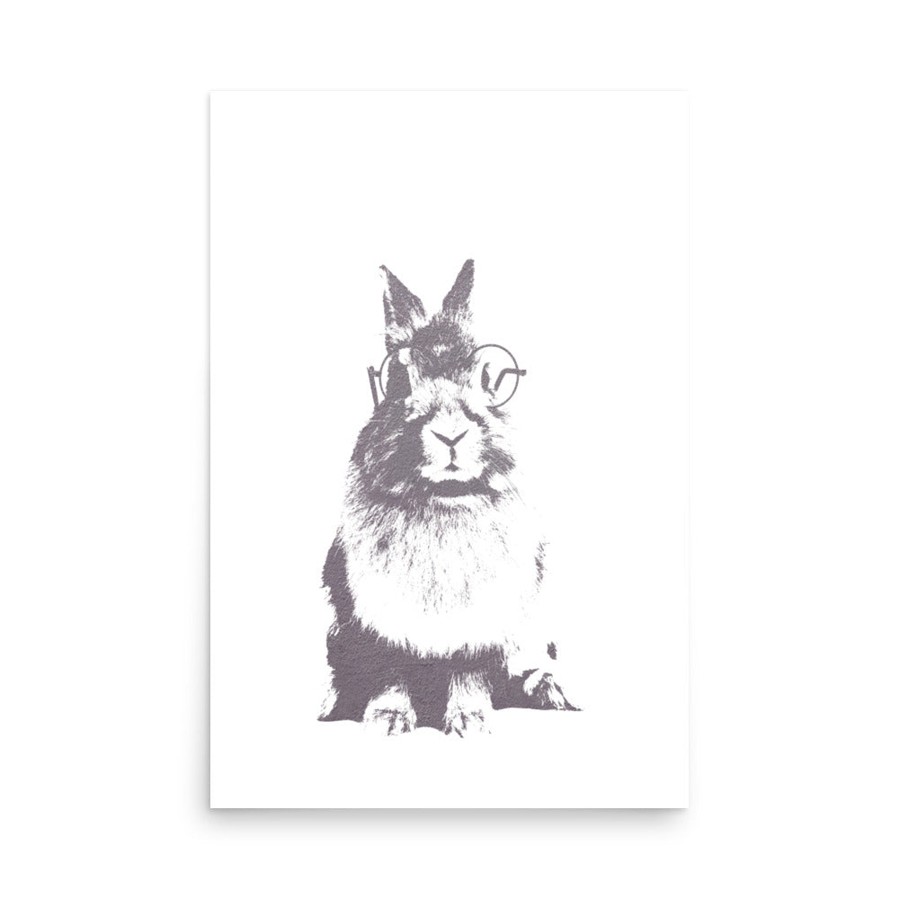 Nerd bunny, woodland animal wall art- Print Only