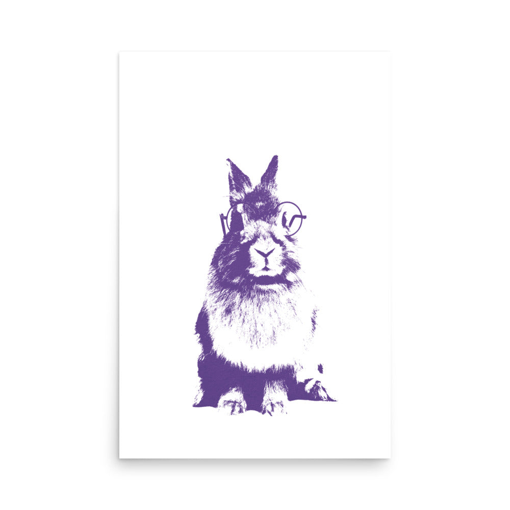 Purple woodland animal wall art, bunny nursery wall art décor-Print Only