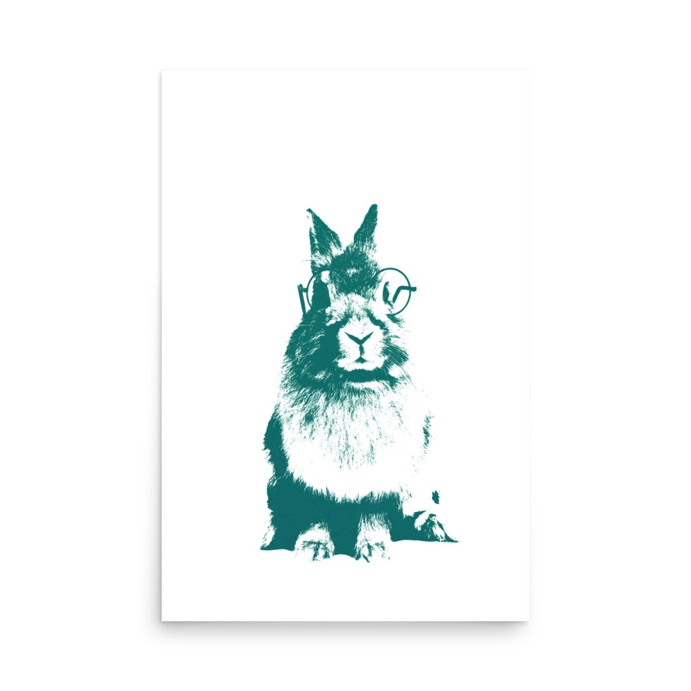 Green woodland animal wall art, bunny nursery wall art décor- Print Only