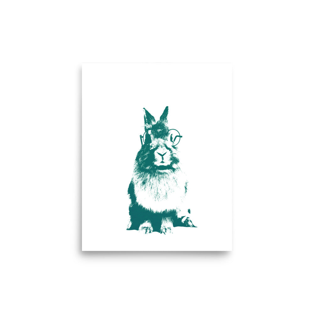 Green woodland animal wall art, bunny nursery wall art décor- Print Only