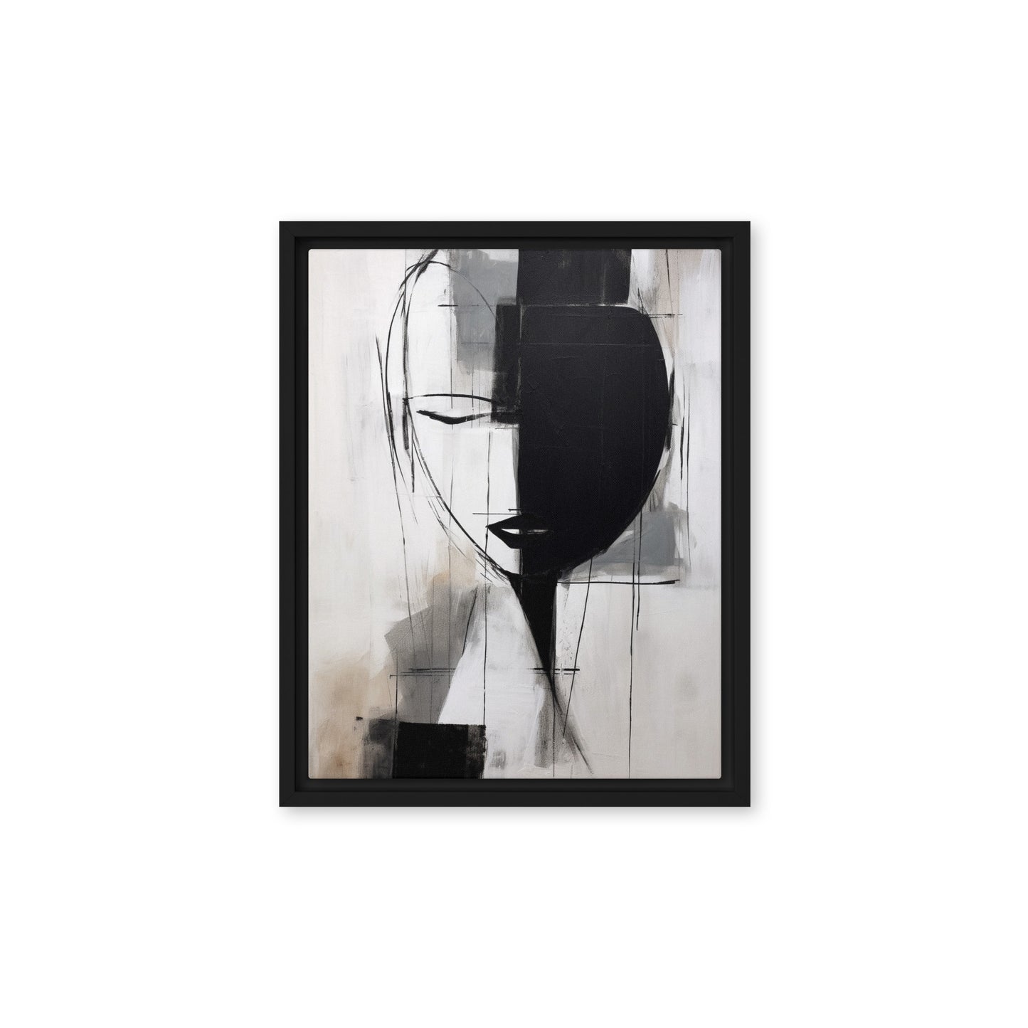 Half Portrait Harmony Abstract Framed Canvas