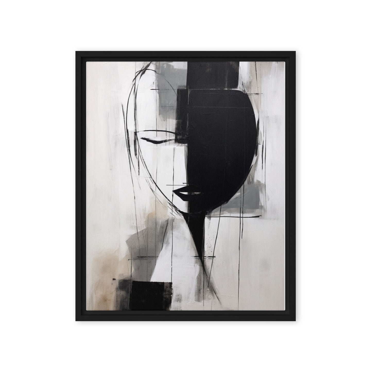 Half Portrait Harmony Abstract Framed Canvas