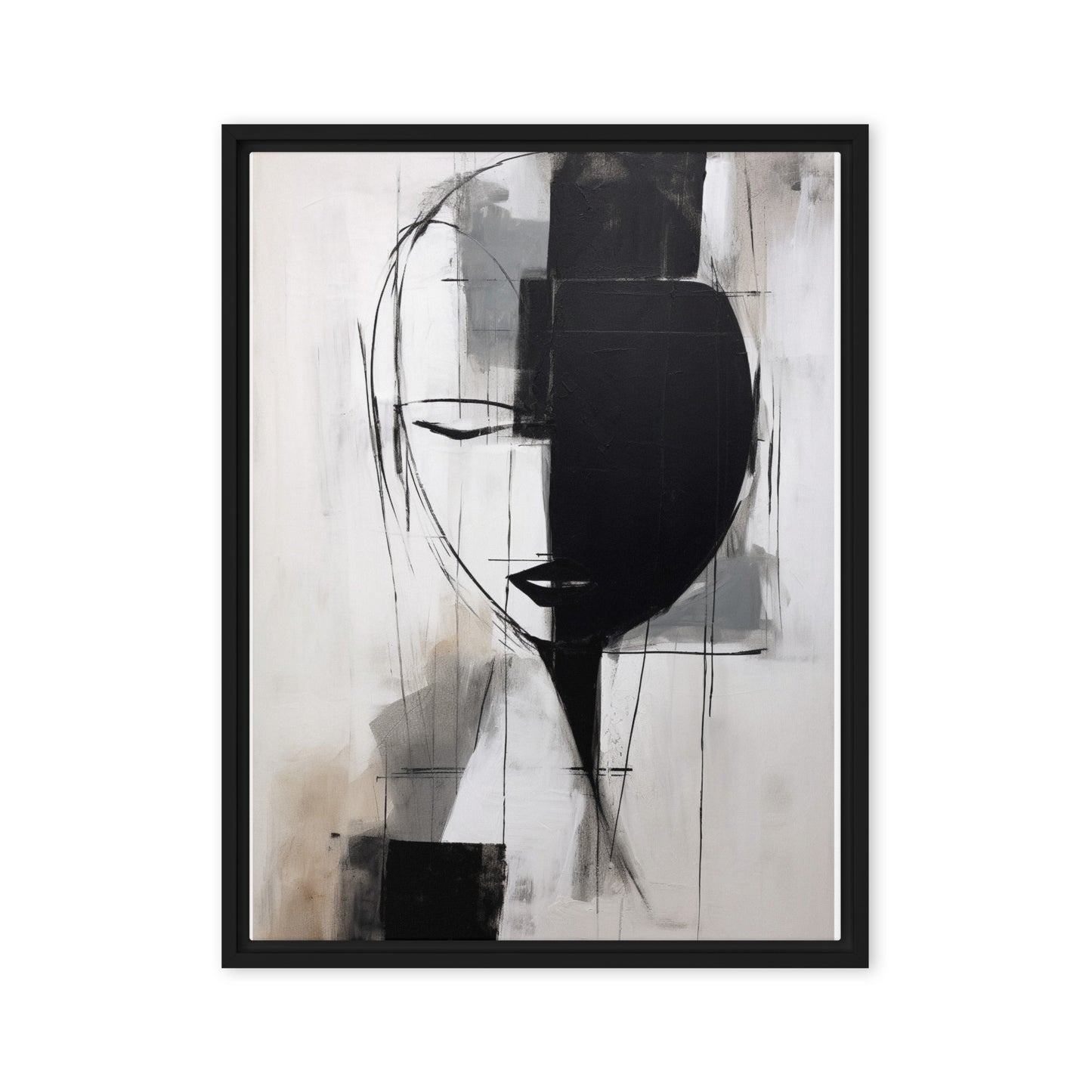 Half Portrait Harmony Abstract Framed Canvas