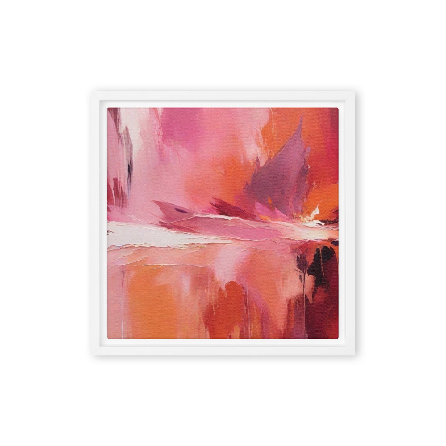 Red Orange and Lilac abstract framed canvas-1 of 2