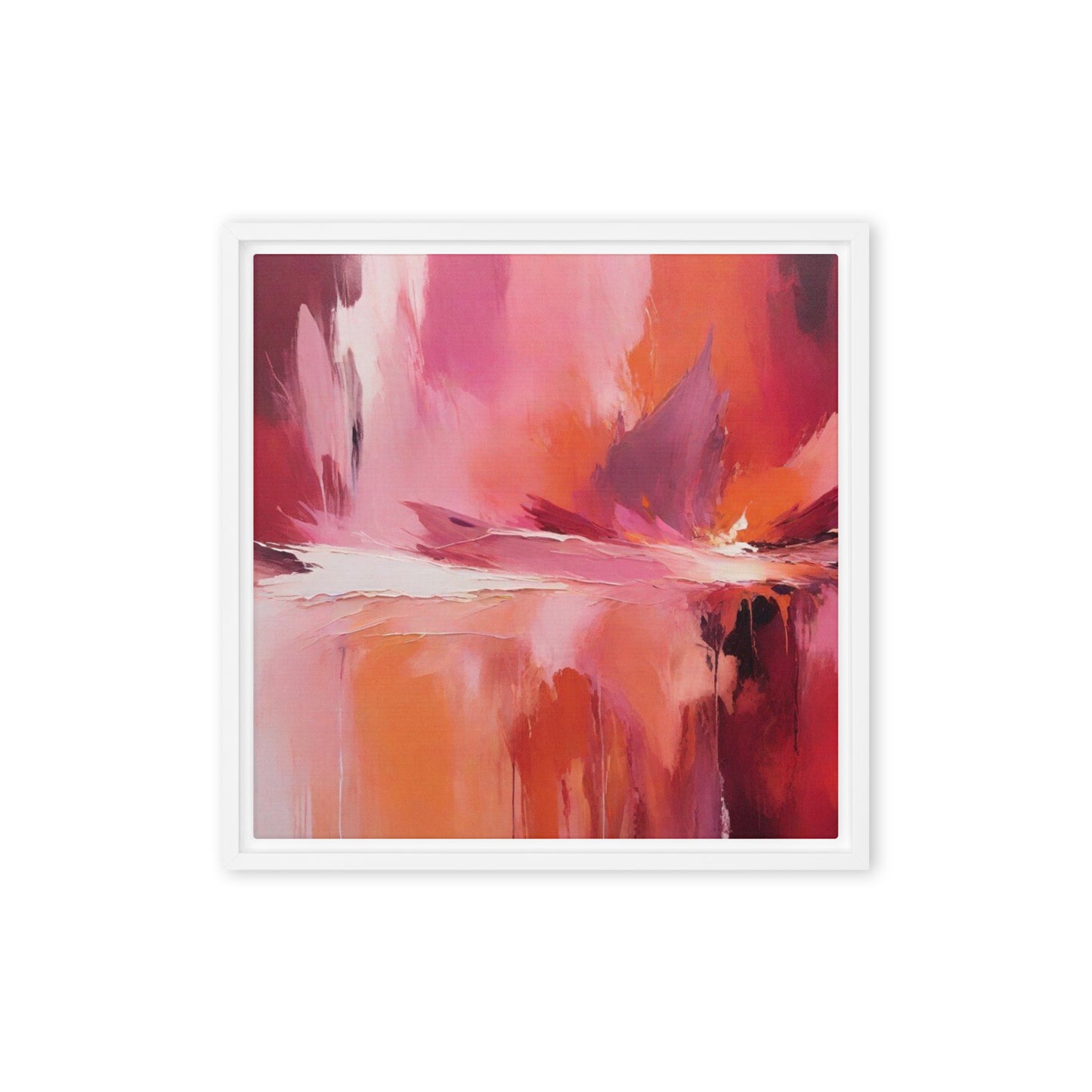 Red Orange and Lilac abstract framed canvas-1 of 2