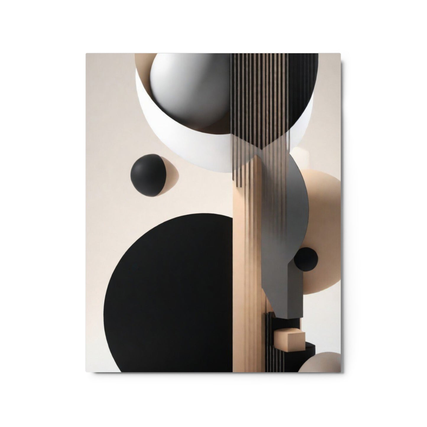 Black and Beige 3D Abstract Circles Metal Art