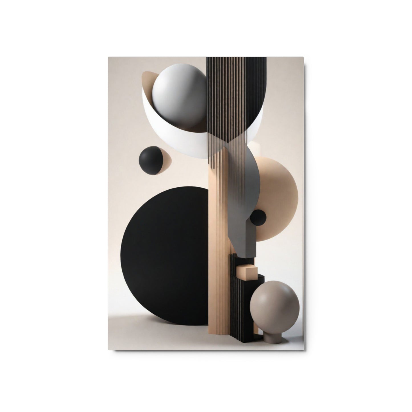 Black and Beige 3D Abstract Circles Metal Art