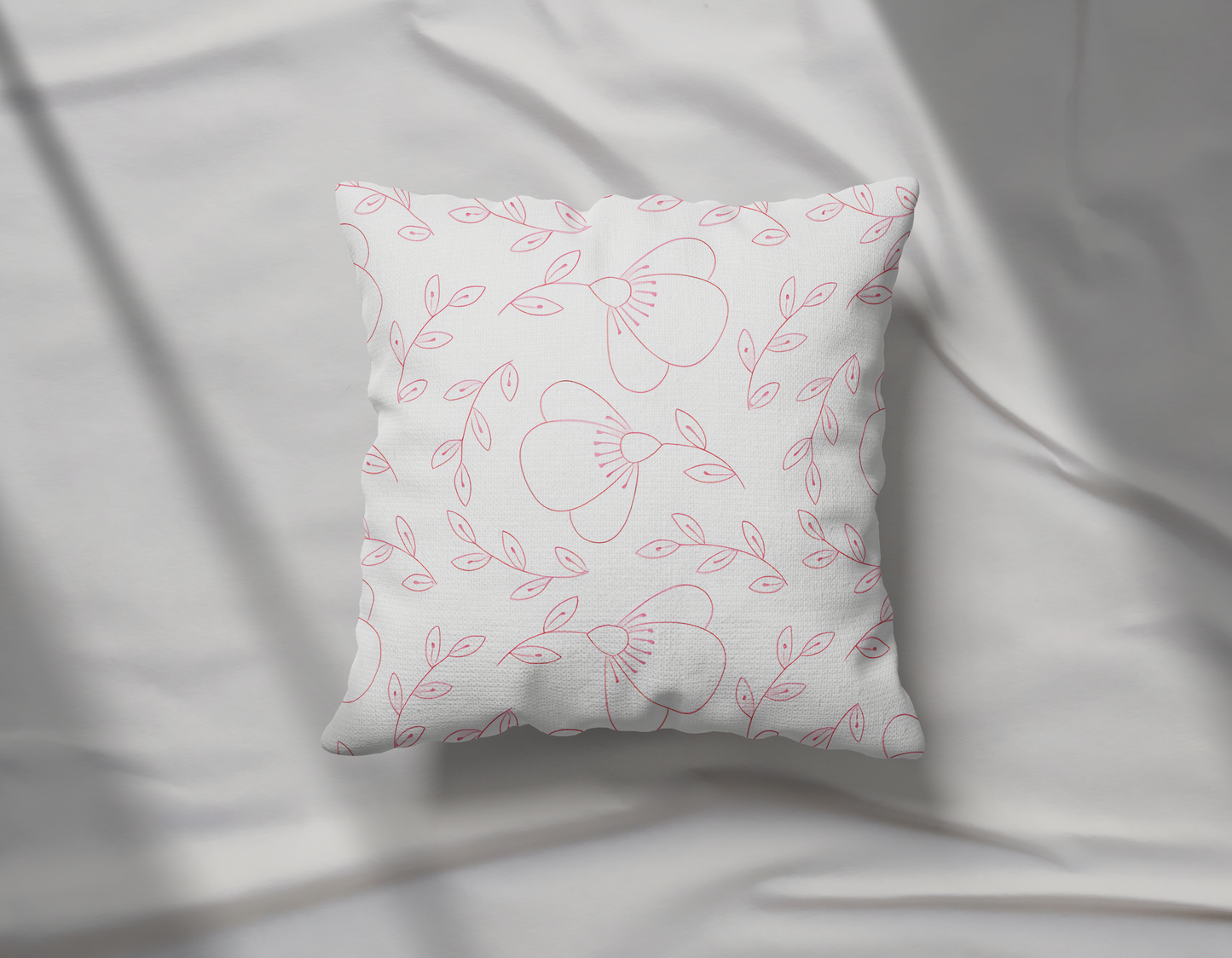 Floral Fantasy Pink Pillow- Soft or Linen