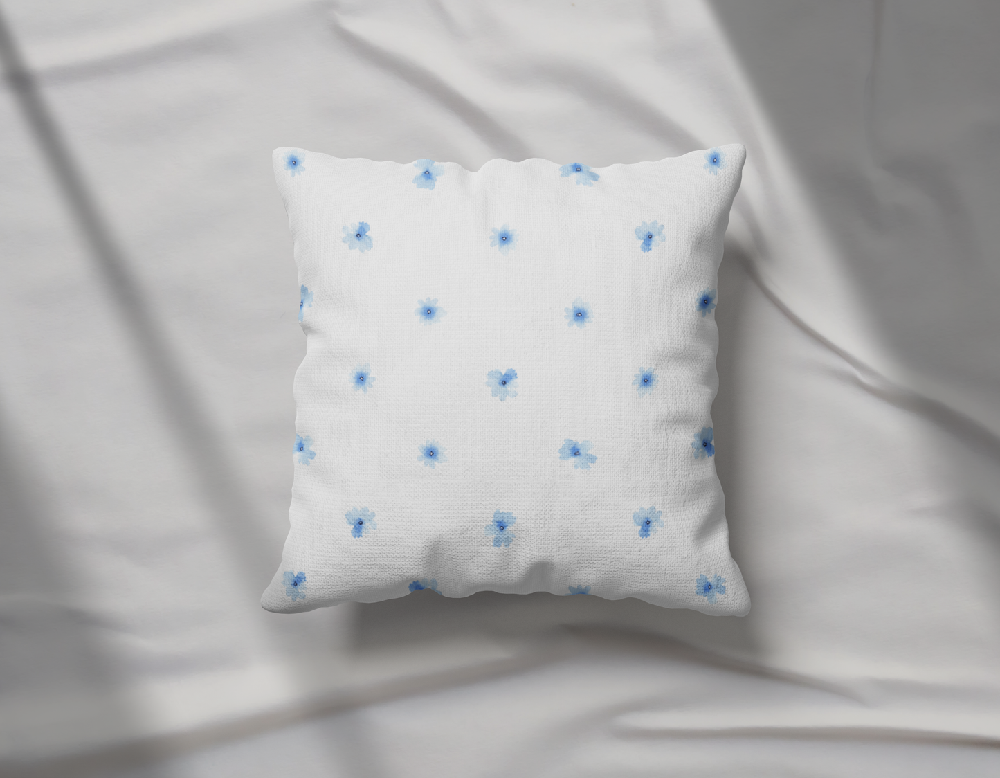 Pastel Blue Floral Pillow- Soft or Linen