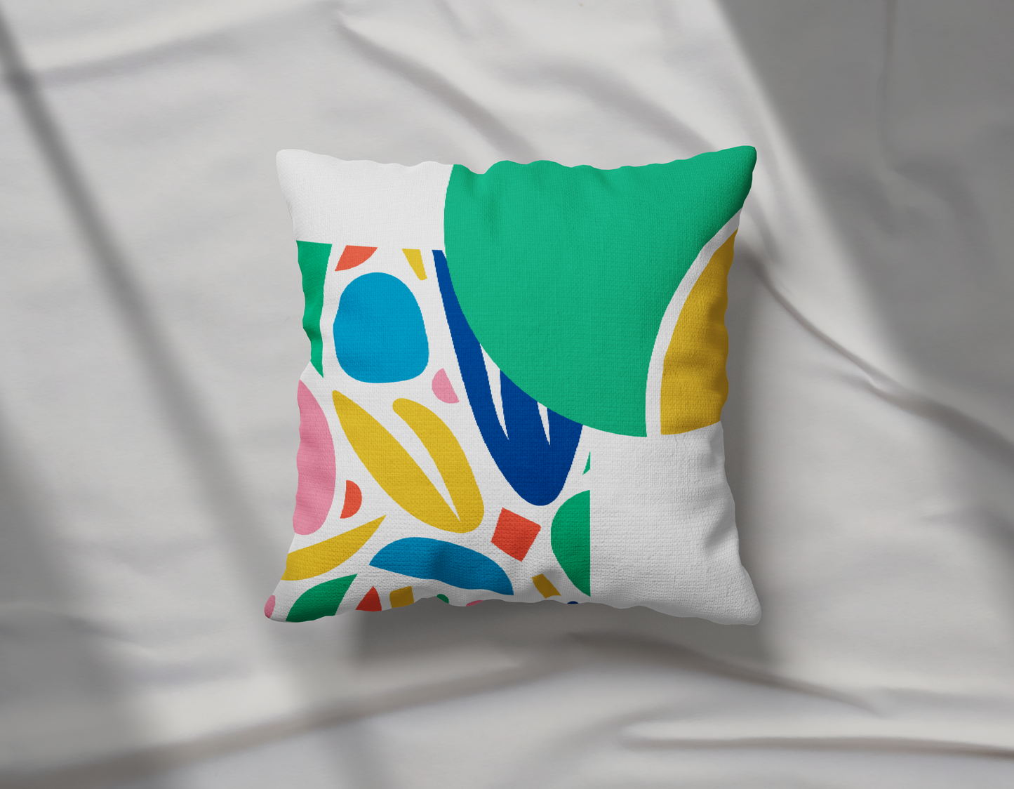 Colorful Collage Matisse Style Color Block Pillow- Soft or Linen