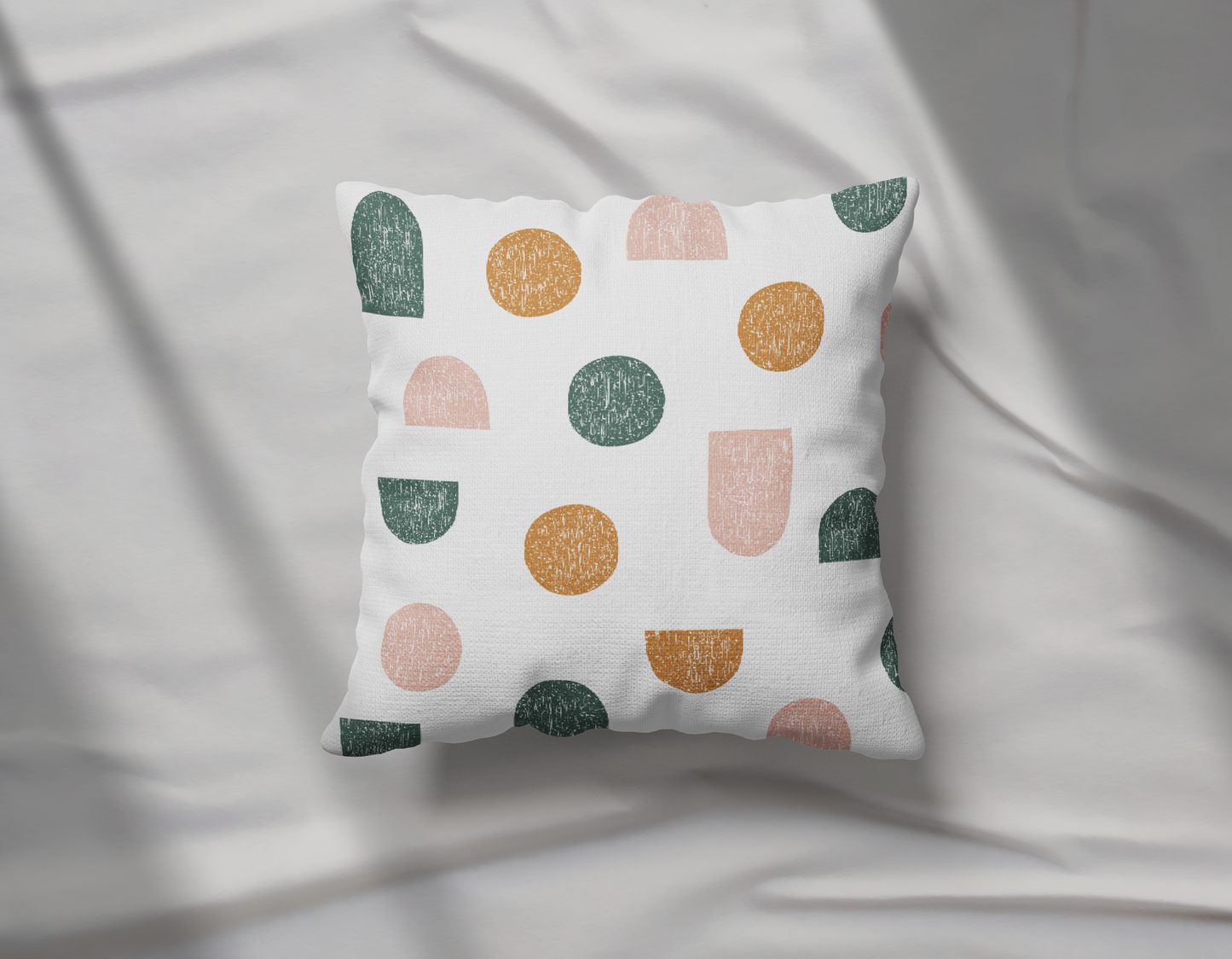 Neutral Color Circles and Semi-circles Pillow