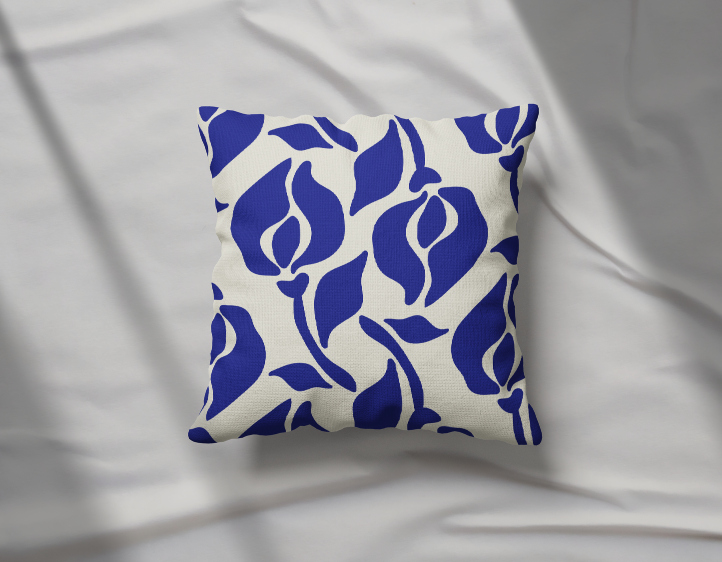 Retro Blue Abstract Floral Pillow Soft or Linen