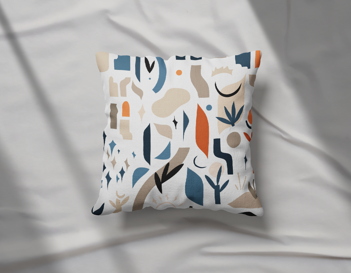 Contemporary Pattern with Geometric Shapes Pillow- Soft or Linen