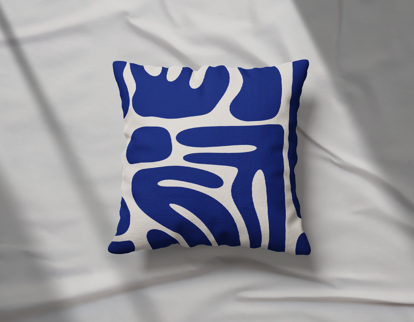 Artistic Blue & White Iconic Pillow- Soft or Linen