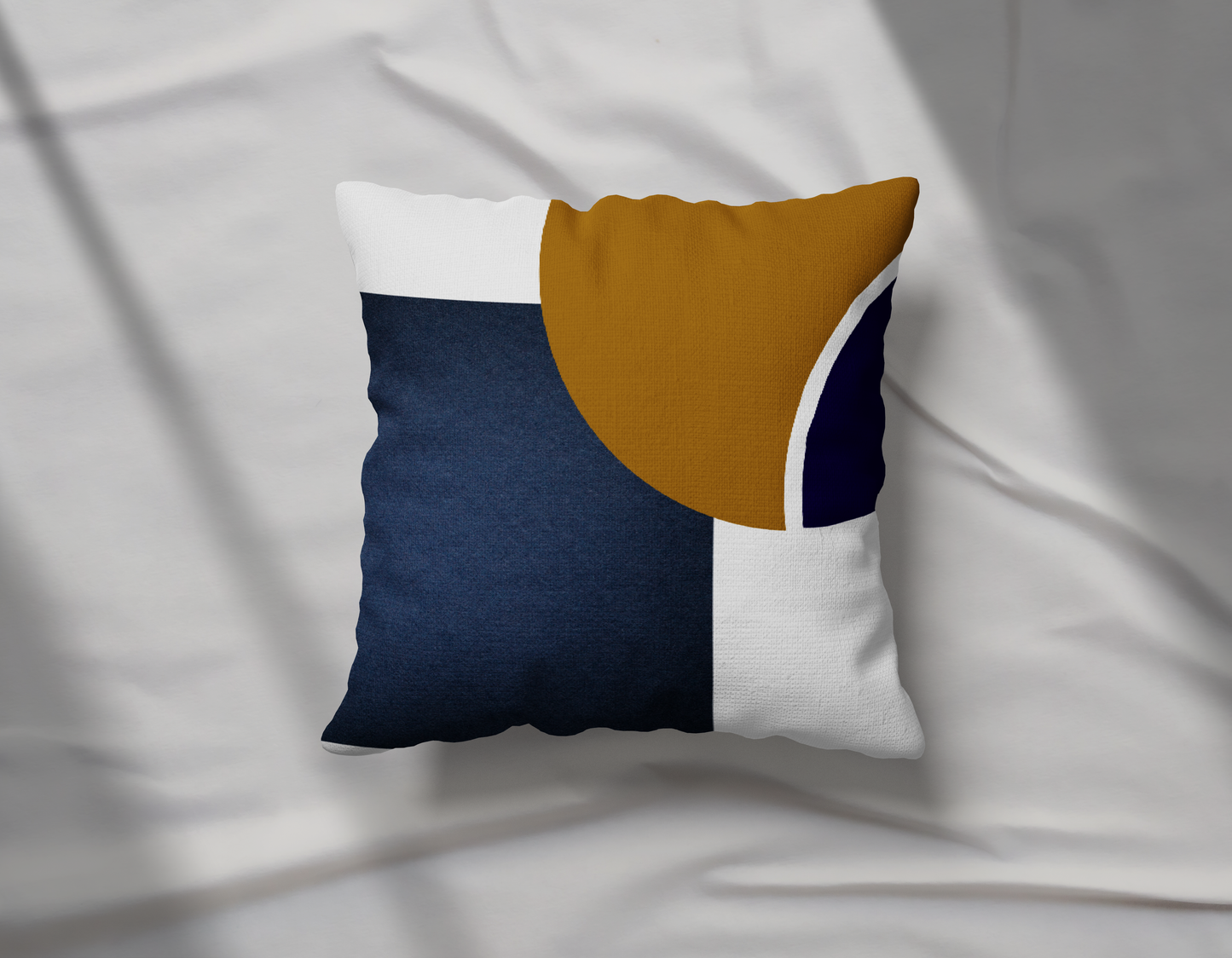 Navy and Mustard Color Block Pillow- Soft or Linen