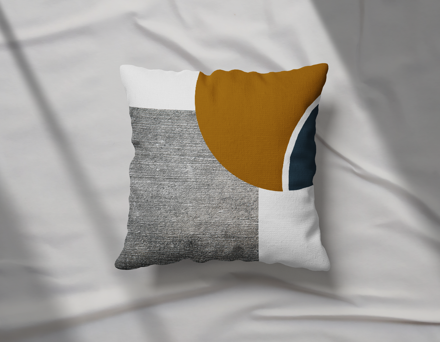 Gray and Mustard Color Block Pillow - Soft or Linen