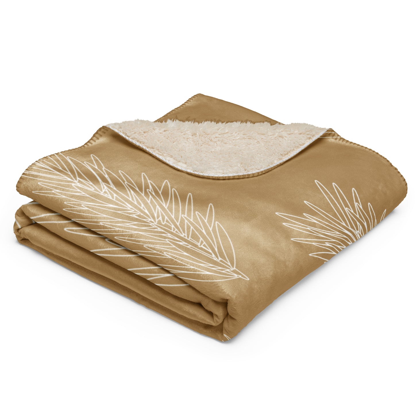 Pine Leaves Gold Sherpa blanket