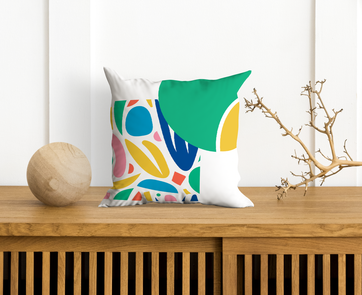 Colorful Collage Matisse Style Color Block Pillow- Soft or Linen