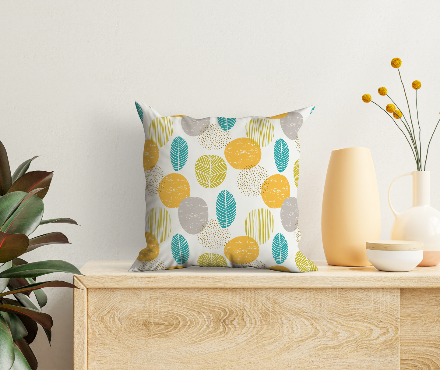 Seamless Pattern with Leaves Pillow- Soft or Linen