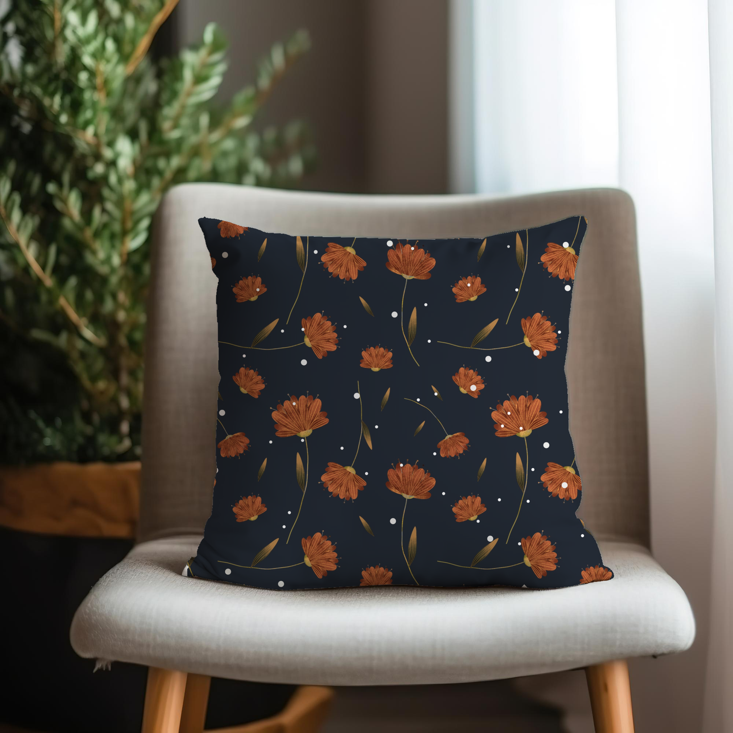 Noir Autumn leaves Pillow - Soft or Linen